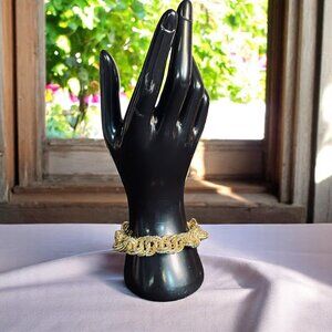 Graziano Gold‎ Tone Rope Chain Bracelet Chunky Statement Vintage Adjustable Glam